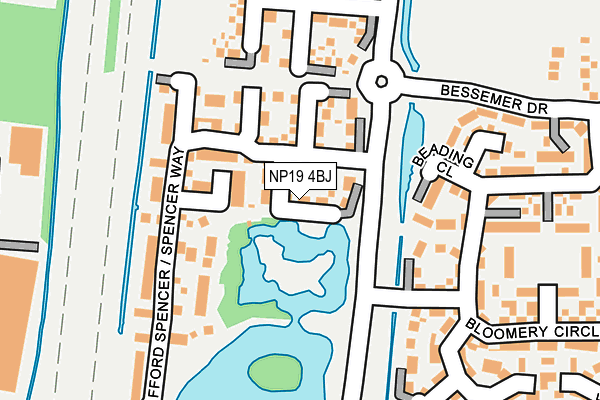 NP19 4BJ map - OS OpenMap – Local (Ordnance Survey) NP19 4BJ map - OS OpenMap – Local (Ordnance Survey)