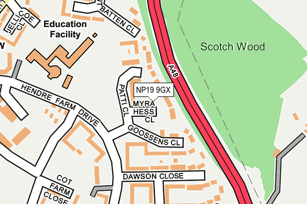 NP19 9GX map - OS OpenMap – Local (Ordnance Survey) NP19 9GX map - OS OpenMap – Local (Ordnance Survey)