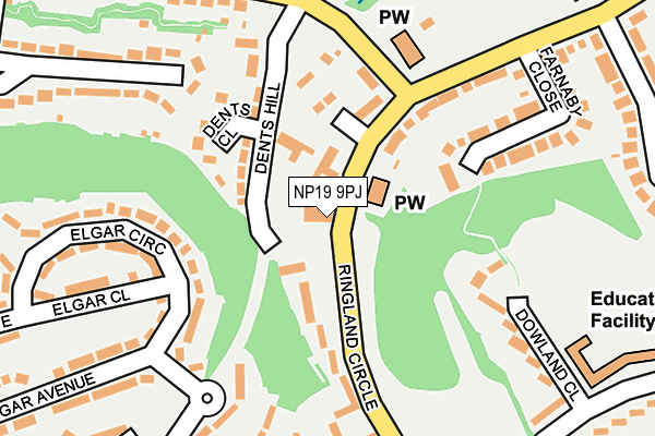 NP19 9PJ map - OS OpenMap – Local (Ordnance Survey) NP19 9PJ map - OS OpenMap – Local (Ordnance Survey)