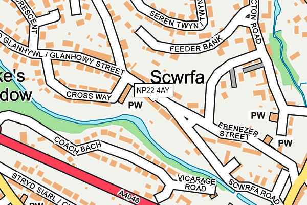 NP22 4AY map - OS OpenMap – Local (Ordnance Survey) NP22 4AY map - OS OpenMap – Local (Ordnance Survey)