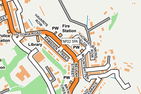 NP22 5PA map - OS OpenMap – Local (Ordnance Survey) NP22 5PA map - OS OpenMap – Local (Ordnance Survey)