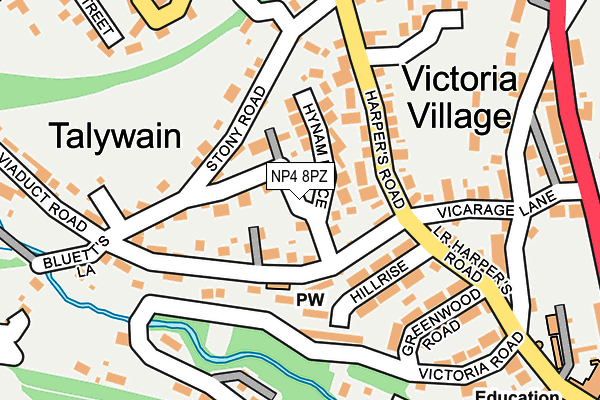 NP4 8PZ map - OS OpenMap – Local (Ordnance Survey)