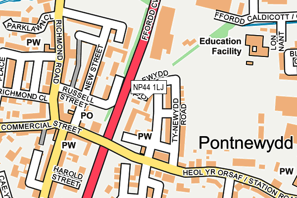 NP44 1LJ map - OS OpenMap – Local (Ordnance Survey)