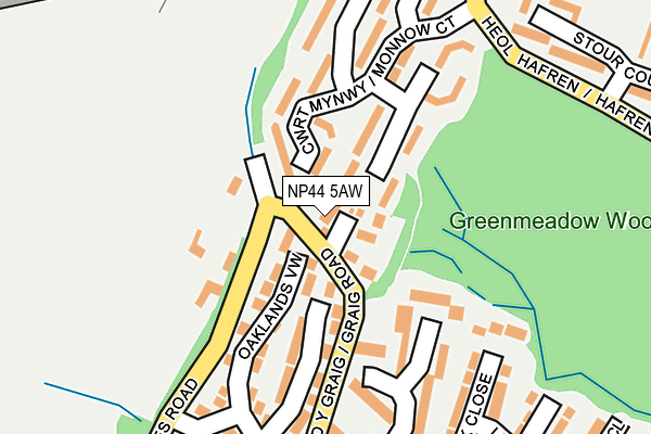 NP44 5AW map - OS OpenMap – Local (Ordnance Survey) NP44 5AW map - OS OpenMap – Local (Ordnance Survey)