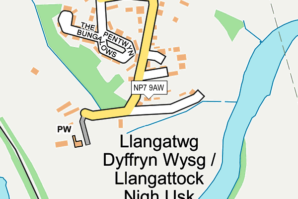 NP7 9AW map - OS OpenMap – Local (Ordnance Survey) NP7 9AW map - OS OpenMap – Local (Ordnance Survey)