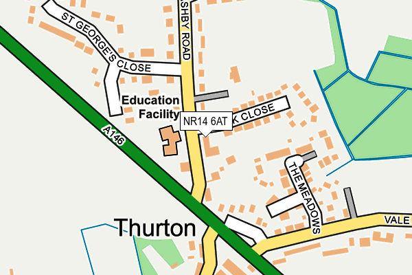 NR14 6AT map - OS OpenMap – Local (Ordnance Survey)