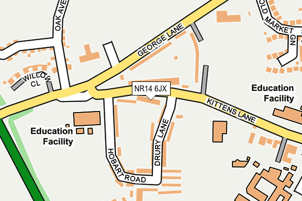 NR14 6JX map - OS OpenMap – Local (Ordnance Survey) NR14 6JX map - OS OpenMap – Local (Ordnance Survey)