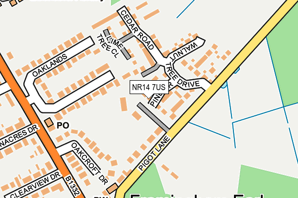 NR14 7US map - OS OpenMap – Local (Ordnance Survey) NR14 7US map - OS OpenMap – Local (Ordnance Survey)
