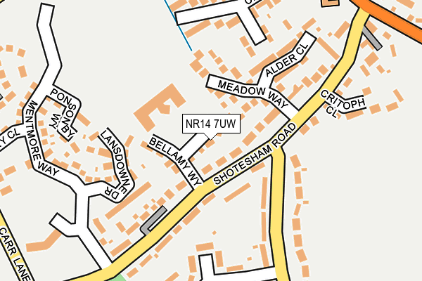 NR14 7UW map - OS OpenMap – Local (Ordnance Survey) NR14 7UW map - OS OpenMap – Local (Ordnance Survey)