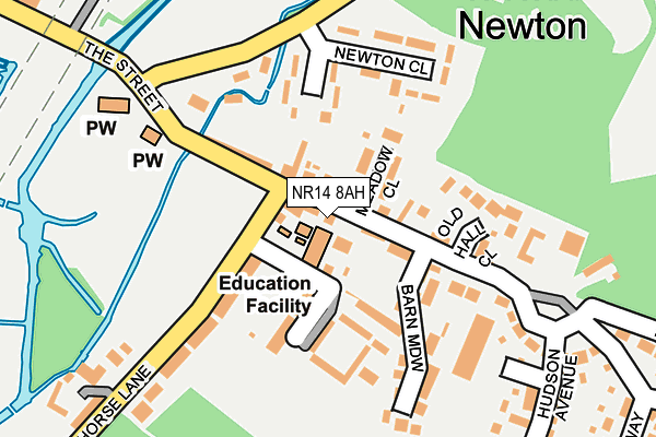 NR14 8AH map - OS OpenMap – Local (Ordnance Survey)