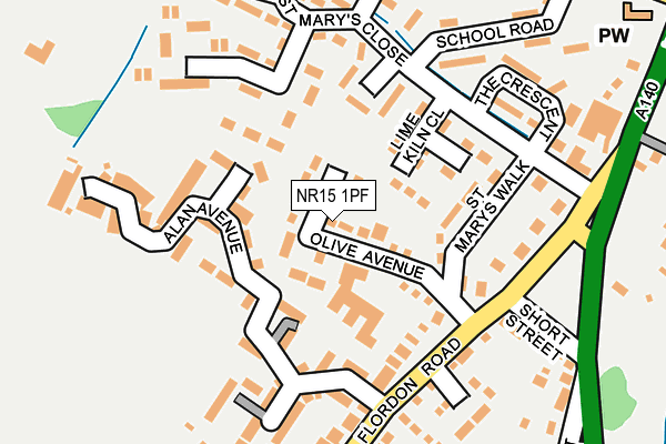 NR15 1PF map - OS OpenMap – Local (Ordnance Survey) NR15 1PF map - OS OpenMap – Local (Ordnance Survey)