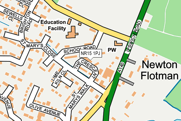 NR15 1PJ map - OS OpenMap – Local (Ordnance Survey) NR15 1PJ map - OS OpenMap – Local (Ordnance Survey)