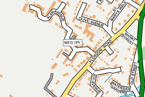 NR15 1PY map - OS OpenMap – Local (Ordnance Survey) NR15 1PY map - OS OpenMap – Local (Ordnance Survey)