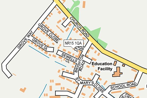 NR15 1QA map - OS OpenMap – Local (Ordnance Survey) NR15 1QA map - OS OpenMap – Local (Ordnance Survey)