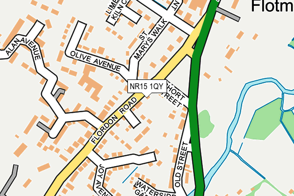 NR15 1QY map - OS OpenMap – Local (Ordnance Survey) NR15 1QY map - OS OpenMap – Local (Ordnance Survey)