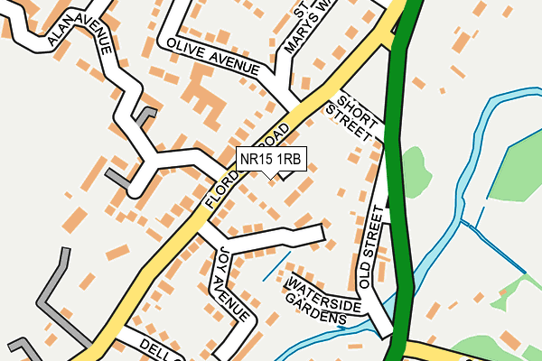 NR15 1RB map - OS OpenMap – Local (Ordnance Survey) NR15 1RB map - OS OpenMap – Local (Ordnance Survey)