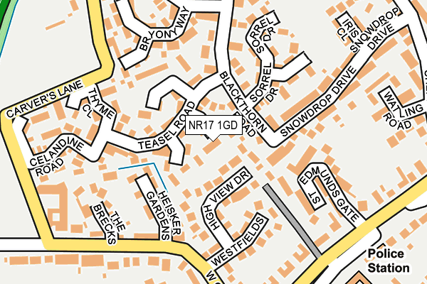 NR17 1GD map - OS OpenMap – Local (Ordnance Survey) NR17 1GD map - OS OpenMap – Local (Ordnance Survey)