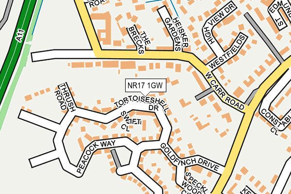 NR17 1GW map - OS OpenMap – Local (Ordnance Survey) NR17 1GW map - OS OpenMap – Local (Ordnance Survey)