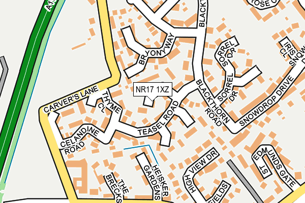 NR17 1XZ map - OS OpenMap – Local (Ordnance Survey) NR17 1XZ map - OS OpenMap – Local (Ordnance Survey)