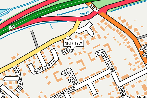NR17 1YW map - OS OpenMap – Local (Ordnance Survey) NR17 1YW map - OS OpenMap – Local (Ordnance Survey)