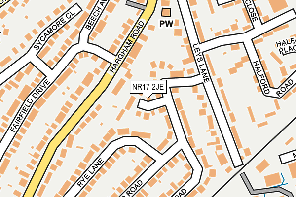 NR17 2JE map - OS OpenMap – Local (Ordnance Survey) NR17 2JE map - OS OpenMap – Local (Ordnance Survey)