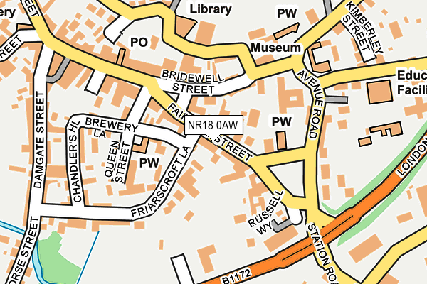 NR18 0AW map - OS OpenMap – Local (Ordnance Survey) NR18 0AW map - OS OpenMap – Local (Ordnance Survey)