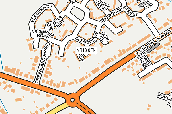 NR18 0FN map - OS OpenMap – Local (Ordnance Survey) NR18 0FN map - OS OpenMap – Local (Ordnance Survey)