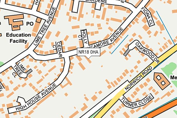NR18 0HA map - OS OpenMap – Local (Ordnance Survey) NR18 0HA map - OS OpenMap – Local (Ordnance Survey)
