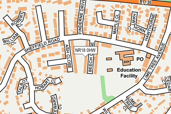 NR18 0HW map - OS OpenMap – Local (Ordnance Survey)
