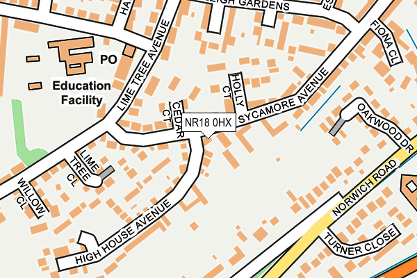 NR18 0HX map - OS OpenMap – Local (Ordnance Survey) NR18 0HX map - OS OpenMap – Local (Ordnance Survey)