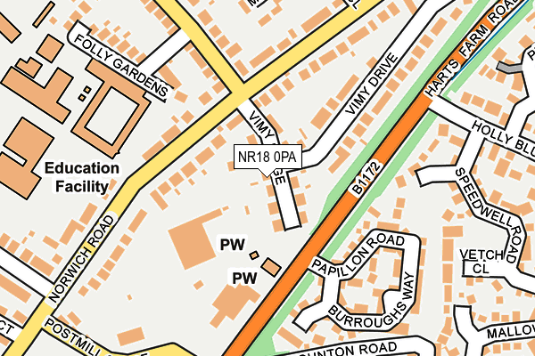 NR18 0PA map - OS OpenMap – Local (Ordnance Survey) NR18 0PA map - OS OpenMap – Local (Ordnance Survey)