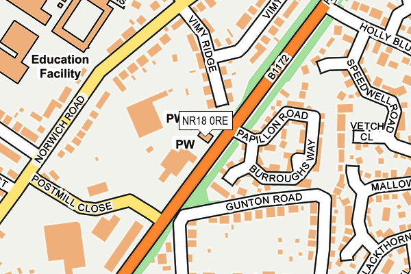 NR18 0RE map - OS OpenMap – Local (Ordnance Survey) NR18 0RE map - OS OpenMap – Local (Ordnance Survey)