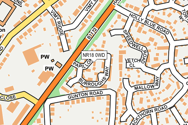 NR18 0WD map - OS OpenMap – Local (Ordnance Survey) NR18 0WD map - OS OpenMap – Local (Ordnance Survey)