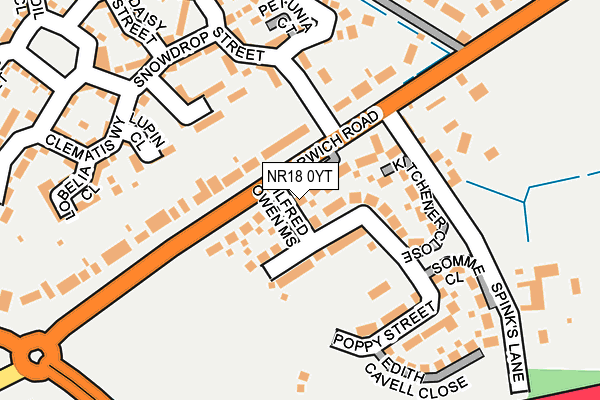 NR18 0YT map - OS OpenMap – Local (Ordnance Survey)
