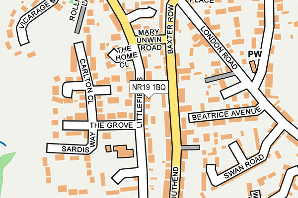 NR19 1BQ map - OS OpenMap – Local (Ordnance Survey) NR19 1BQ map - OS OpenMap – Local (Ordnance Survey)
