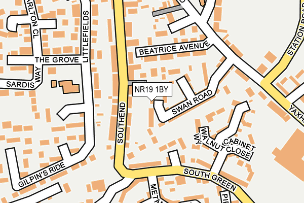 NR19 1BY map - OS OpenMap – Local (Ordnance Survey)