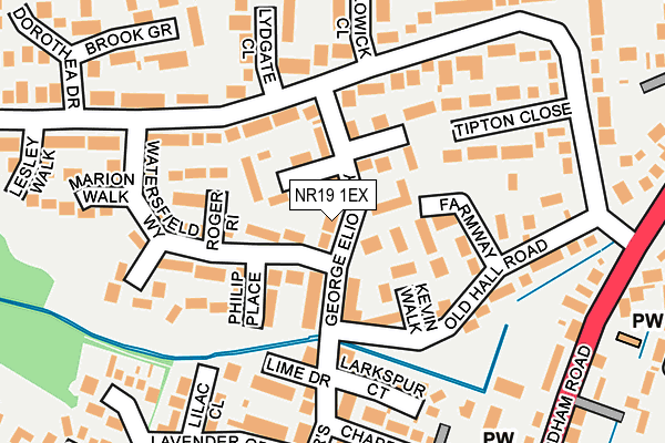 NR19 1EX map - OS OpenMap – Local (Ordnance Survey) NR19 1EX map - OS OpenMap – Local (Ordnance Survey)
