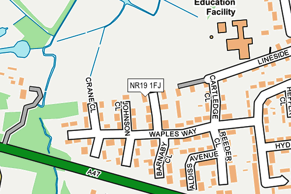 NR19 1FJ map - OS OpenMap – Local (Ordnance Survey) NR19 1FJ map - OS OpenMap – Local (Ordnance Survey)
