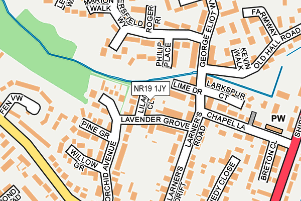 NR19 1JY map - OS OpenMap – Local (Ordnance Survey) NR19 1JY map - OS OpenMap – Local (Ordnance Survey)