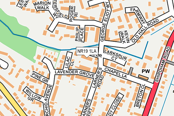 NR19 1LA map - OS OpenMap – Local (Ordnance Survey) NR19 1LA map - OS OpenMap – Local (Ordnance Survey)
