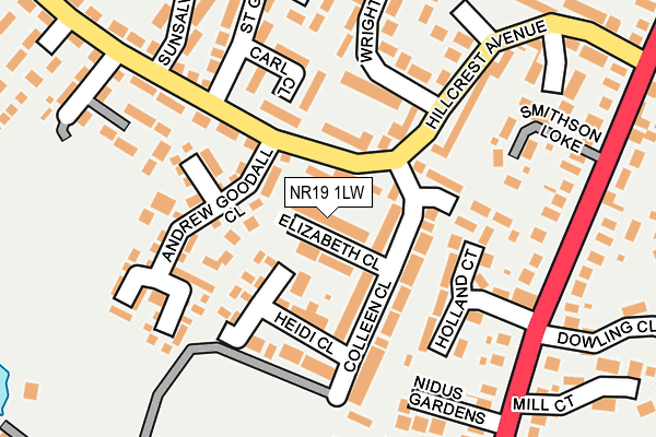 NR19 1LW map - OS OpenMap – Local (Ordnance Survey) NR19 1LW map - OS OpenMap – Local (Ordnance Survey)