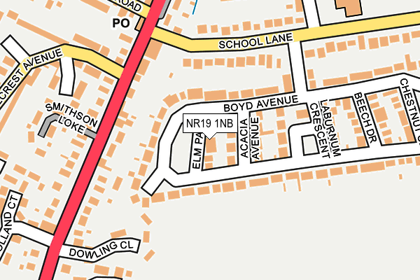 NR19 1NB map - OS OpenMap – Local (Ordnance Survey) NR19 1NB map - OS OpenMap – Local (Ordnance Survey)
