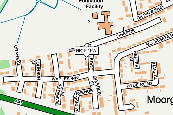 NR19 1PW map - OS OpenMap – Local (Ordnance Survey) NR19 1PW map - OS OpenMap – Local (Ordnance Survey)
