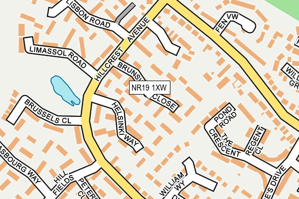 NR19 1XW map - OS OpenMap – Local (Ordnance Survey) NR19 1XW map - OS OpenMap – Local (Ordnance Survey)