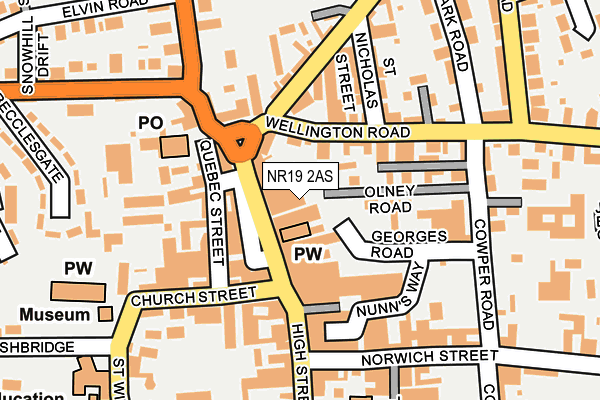 NR19 2AS map - OS OpenMap – Local (Ordnance Survey)