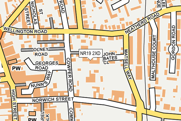 NR19 2XD map - OS OpenMap – Local (Ordnance Survey) NR19 2XD map - OS OpenMap – Local (Ordnance Survey)