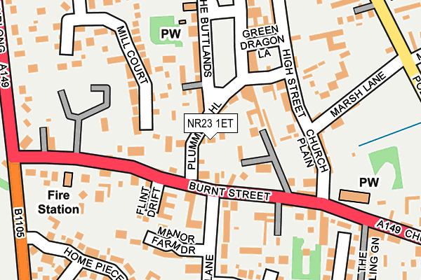 NR23 1ET map - OS OpenMap – Local (Ordnance Survey) NR23 1ET map - OS OpenMap – Local (Ordnance Survey)