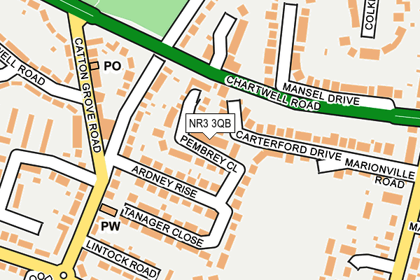 NR3 3QB map - OS OpenMap – Local (Ordnance Survey) NR3 3QB map - OS OpenMap – Local (Ordnance Survey)