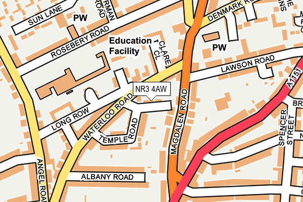 NR3 4AW map - OS OpenMap – Local (Ordnance Survey) NR3 4AW map - OS OpenMap – Local (Ordnance Survey)