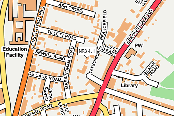 NR3 4JH map - OS OpenMap – Local (Ordnance Survey) NR3 4JH map - OS OpenMap – Local (Ordnance Survey)